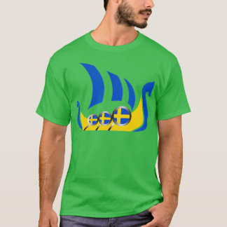 T-shirt Sweden Viking Ship Swedish Flag Dragon Boat