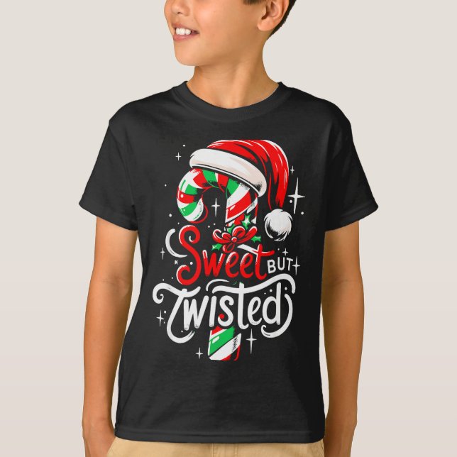 T-shirt Sweet But Twisted Funny Christmas Candy Cane Xmas  (Devant)