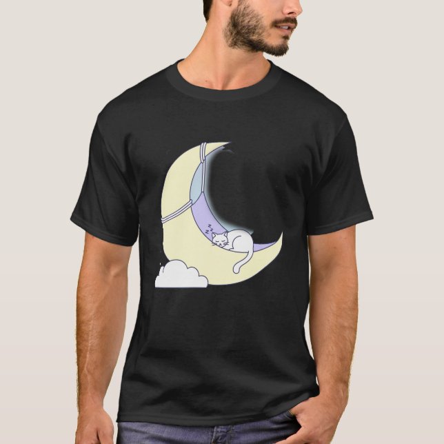 T-shirt Sweet Dreams Feline: Minimalist Cat Sleeping (Devant)