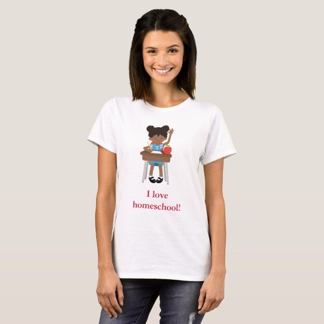 T-shirt Sweet petite fille dit que j'aime l'école familial (Devant entier)