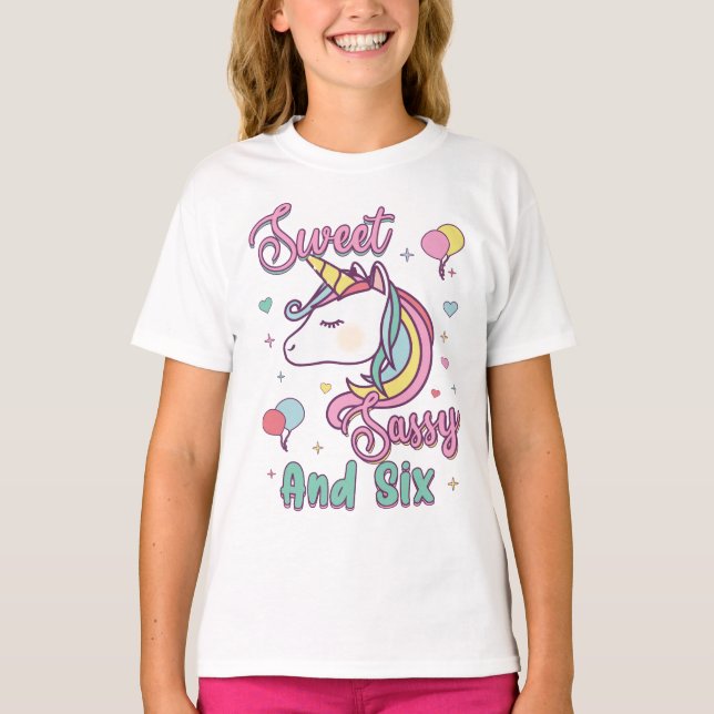 T-shirt Sweet Sassy Et Six Unicorne (Devant)