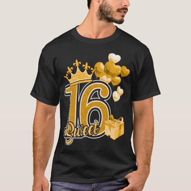 T-shirt Sweet sixteen Golden 16 Year (Devant)