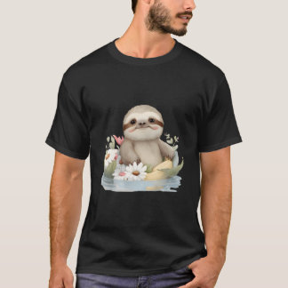 T-shirt Sweet Sloth Bathing At The Lake Bathing Swimming R