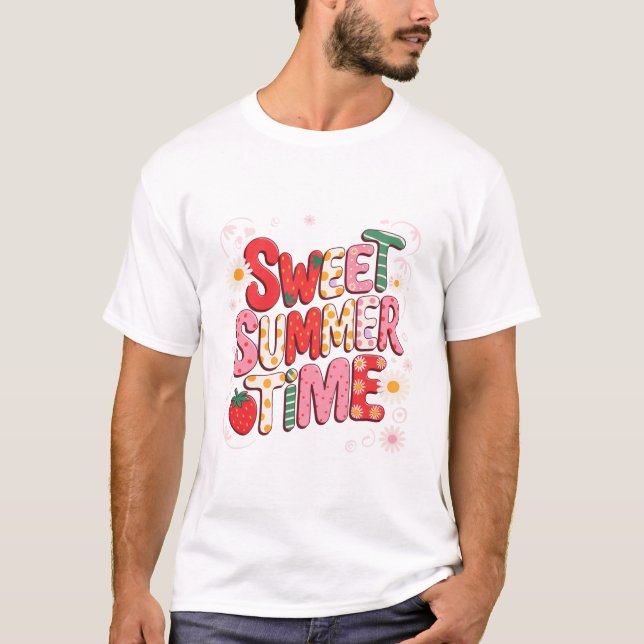 T-shirt Sweet Summer Time Coquette Strawberry Retro Beach (Devant)