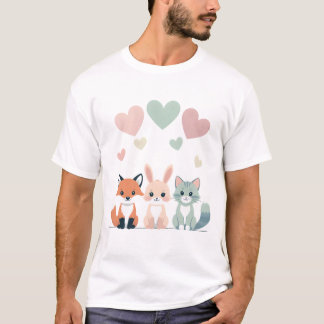 T-shirt Sweet Trio - Pastel Baby Illustration animale