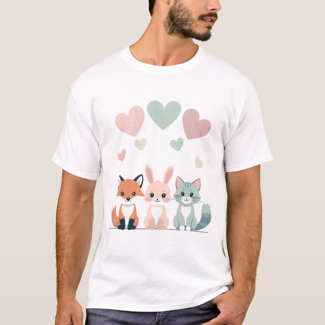 T-shirt Sweet Trio - Pastel Baby Illustration animale (Devant)