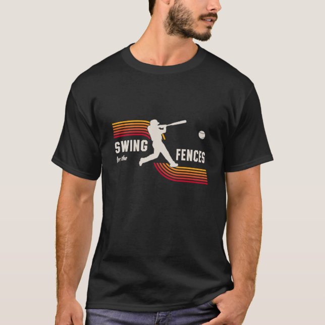 T-shirt Swing Pour Le Joueur De Baseball Rétro Des Clôture (Devant)