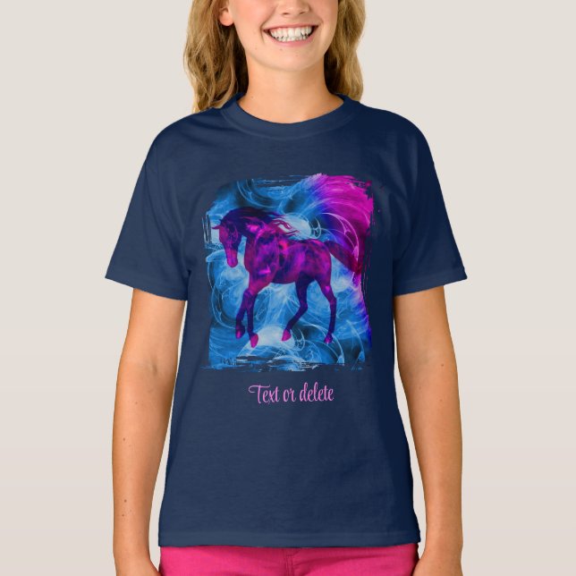 T-shirt Swirling Fractal Fantasy Horse Art Personalized (Devant)