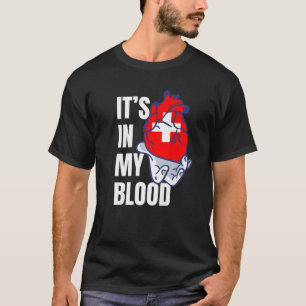 T-shirt Swiss Drapeau Heart Veines Sang Main Suisse