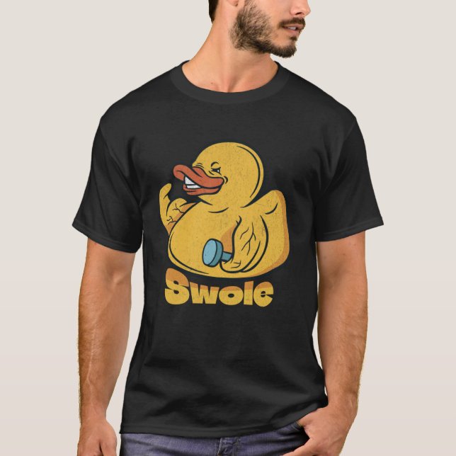 T-shirt Swole Rubber Duck Body Builder Weight Training Gym (Devant)