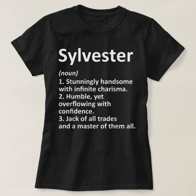 T-shirt SYLVESTER Définition Nom personnalisé Naissance am (Design devant)