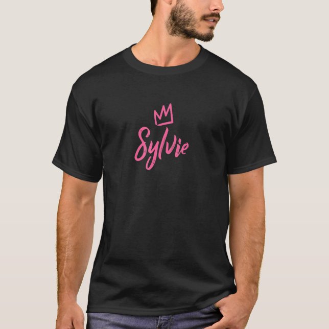 T-shirt Sylvie The Queen  Pink Crown & Name For Women Call (Devant)