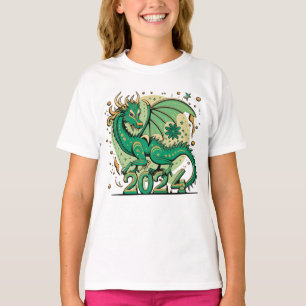 T-shirt Symbole 2024 Nouvel An, Dragon de Bois Vert