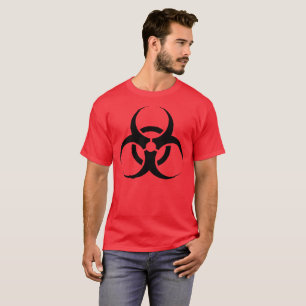 T-shirt Symbole biologique de biodanger noir sur rouge