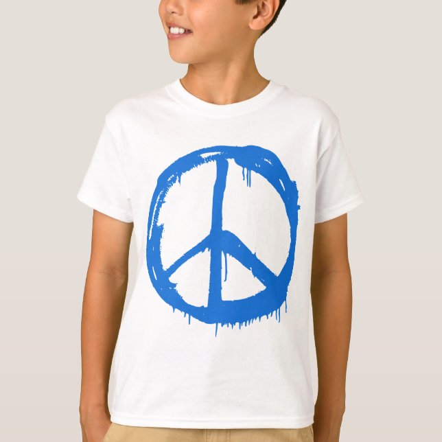 T-shirt Symbole bleu de signe de paix (Devant)