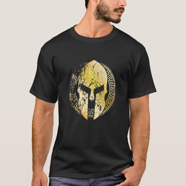 T-shirt Symbole casque de gladiateur Spartan Gold Sparta M (Devant)