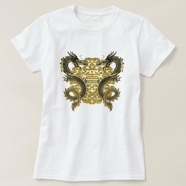 T-shirt Symbole chinois et dragons de longévité (Design devant)