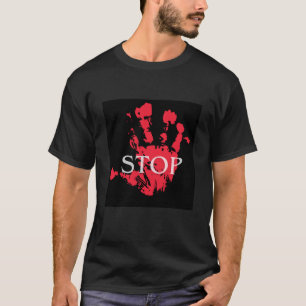 T-shirt Symbole d'avertissement « STOP » avec empreinte de