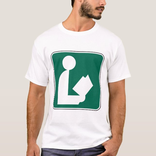 T-shirt Symbole de bibliothèque - Panneau côté route (Devant)