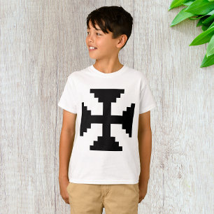 T-shirt Symbole de croix noire en Pixel Art 