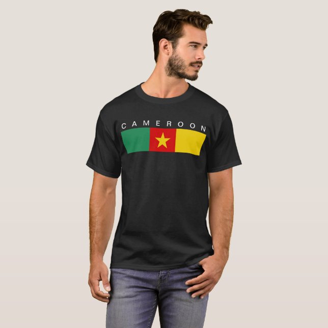 T-shirt Symbole de drapeau de pays du Cameroun longtemps (Devant entier)