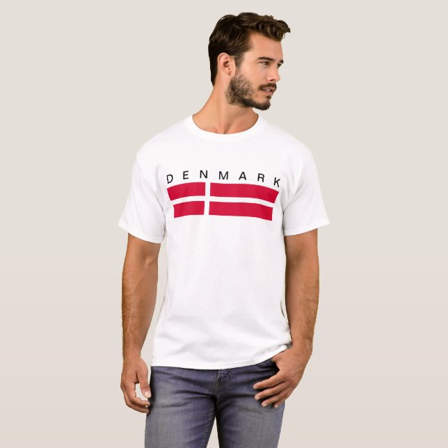 T-shirt Symbole de drapeau de pays du Danemark longtemps (Devant entier)