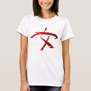 T-shirt Symbole de guerrière de femme au-dessus de blanc