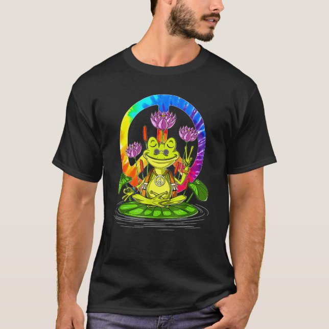 T-shirt SYMBOLE DE LA PAIX DE LA Grenouille Hippie Yoga Hi (Devant)