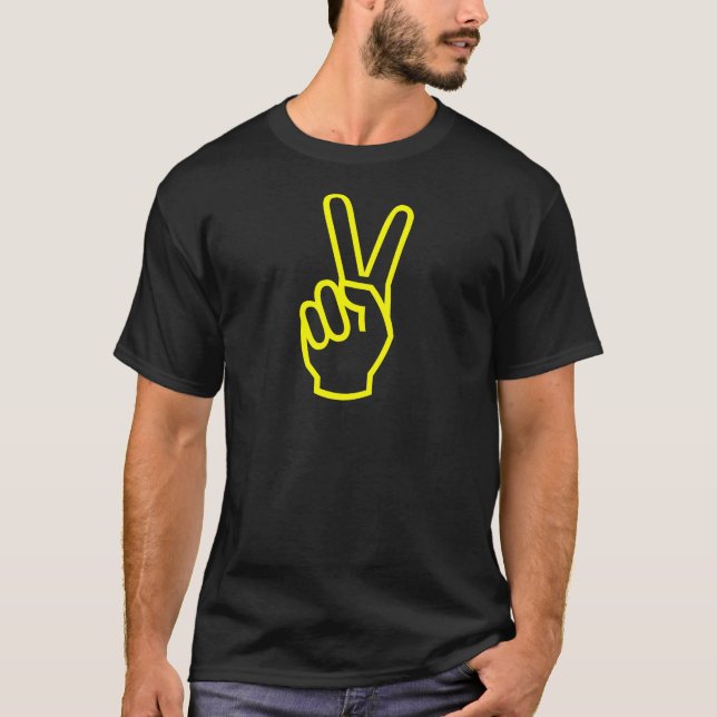 T-shirt Symbole de la Paix de la Victoire (Jaune-Néon) (Devant)