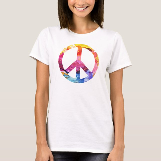 T-shirt SYMBOLE DE LA PAIX FILLE les années 70 Aquarelle A (Devant)