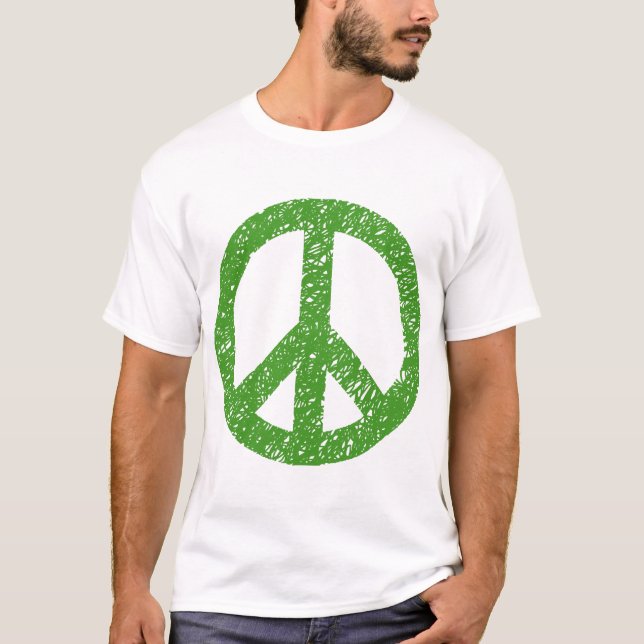 T-shirt Symbole de la Paix Scribblée - Avocado (Devant)