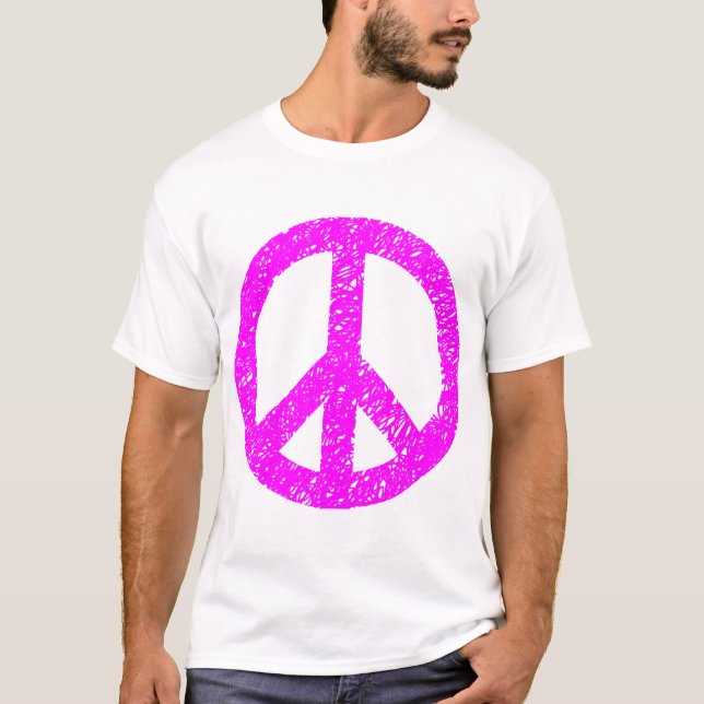 T-shirt Symbole de la Paix Scribblée - Magenta (Devant)