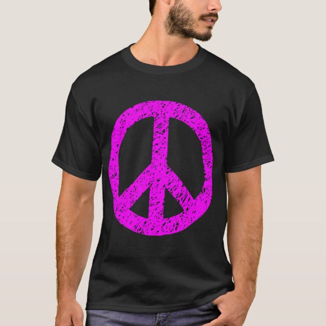 T-shirt Symbole de la Paix Scribblée - Magenta (Devant)