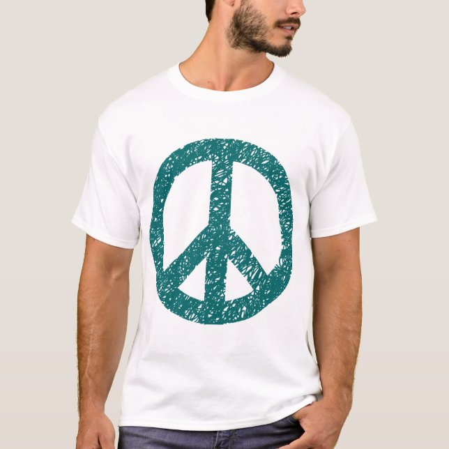 T-shirt Symbole de la Paix Scribblée - Moss Green (Devant)
