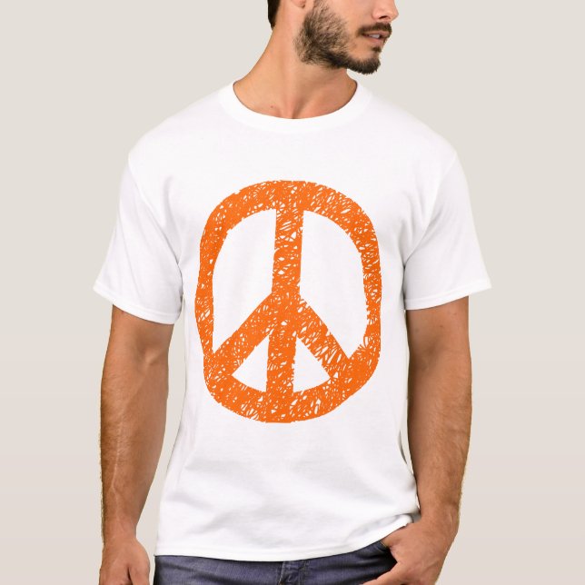 T-shirt Symbole de la Paix Scribblée - Orange (Devant)