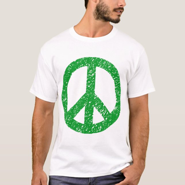 T-shirt Symbole de la Paix Scribblée - Vert Grass (Devant)