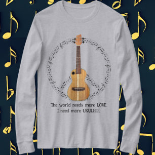 T-shirt SYMBOLE DE LA Paix Ukulele Le monde a besoin d'amo