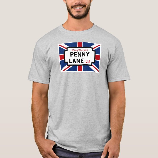 T-shirt Symbole de la rue Penny Lane avec Union Jack (Devant)