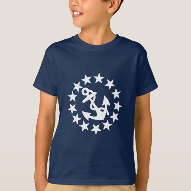 T-shirt Symbole de l'Ancre du drapeau du yacht sur bleu (Devant)