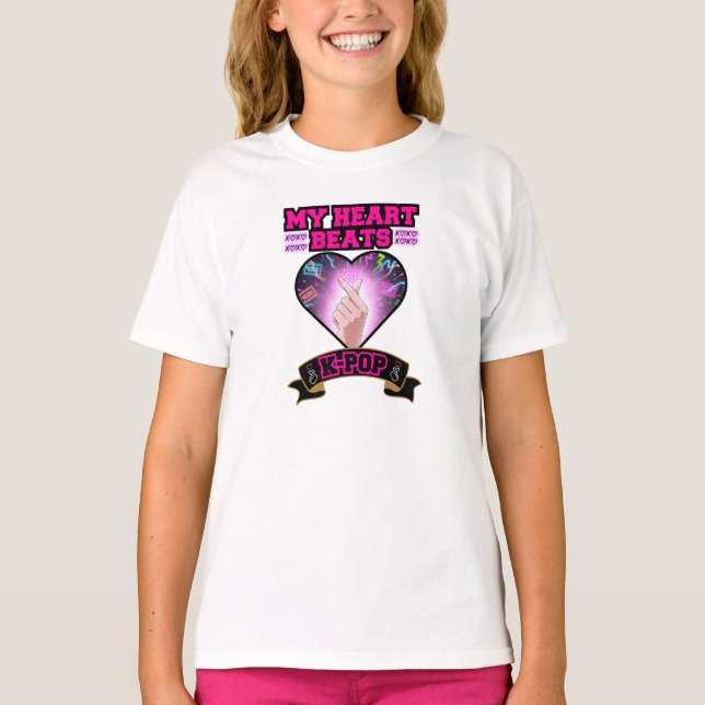 T-shirt Symbole de musique à main pour KPop Heart Korea (Devant)