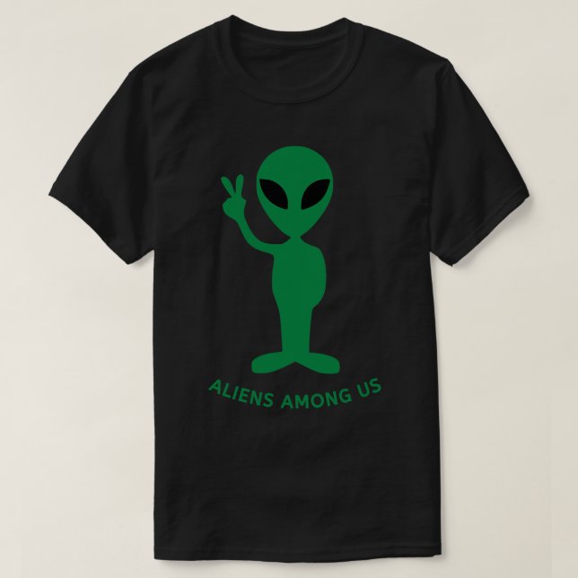 T-shirt SYMBOLE DE PAIX Alien Vert MAIN V SciFi Aliens du  (Design devant)