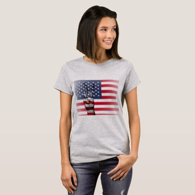 T-shirt SYMBOLE DE PAIX Drapeau Américain Chemise femme (Devant entier)