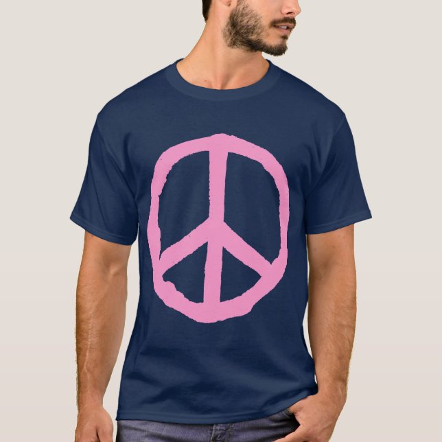 T-shirt Symbole de paix rude - rose sur foncé (Devant)