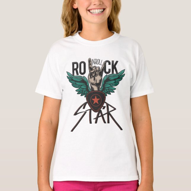 T-shirt Symbole de rock avec ailes (Devant)