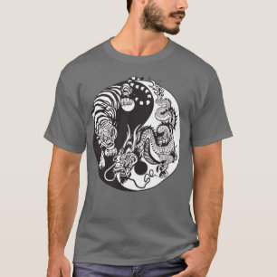 T-shirt symbole de yang de yin de dragon et de tigre