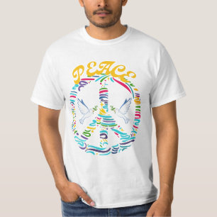 T-shirt Symbole des signes de paix de deux colombes blanch