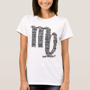 T-shirt Symbole d'horoscope de Vierge dans un nuage de mot