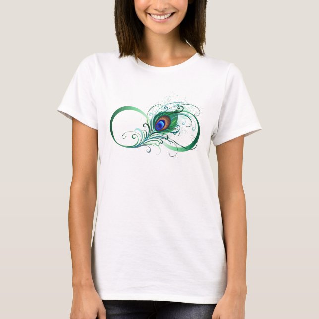 T-shirt Symbole d'infini avec plume de paon (Devant)
