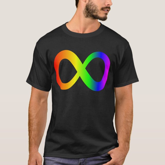 T-shirt Symbole d'infini d'arc-en-ciel de sensibilisation (Devant)