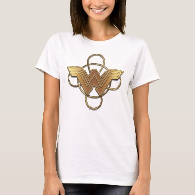 T-shirt Symbole d'or Wonder Woman sur Lasso (Devant)